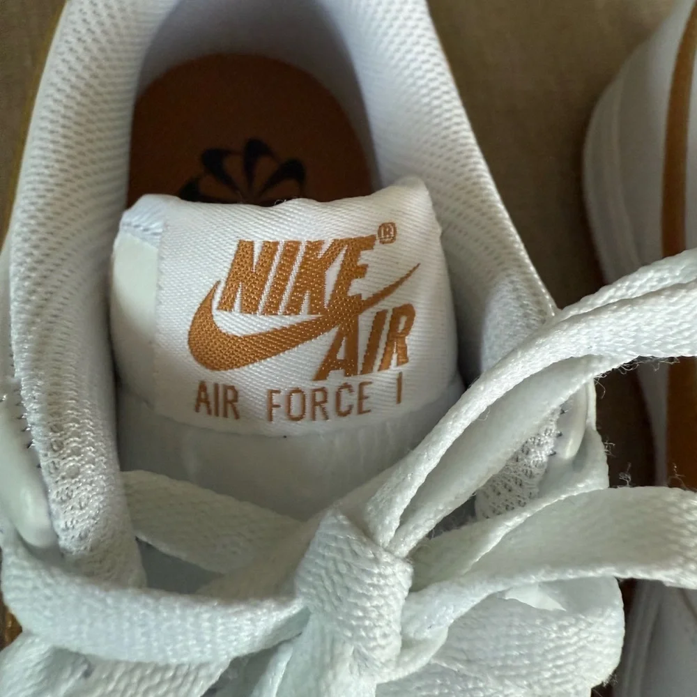 Nike Air Force 1 White and Flax Sneakers - Picture 4 of 9